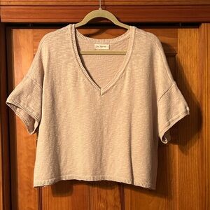 By Together Beige V-Neck Short Sleeve Sweater